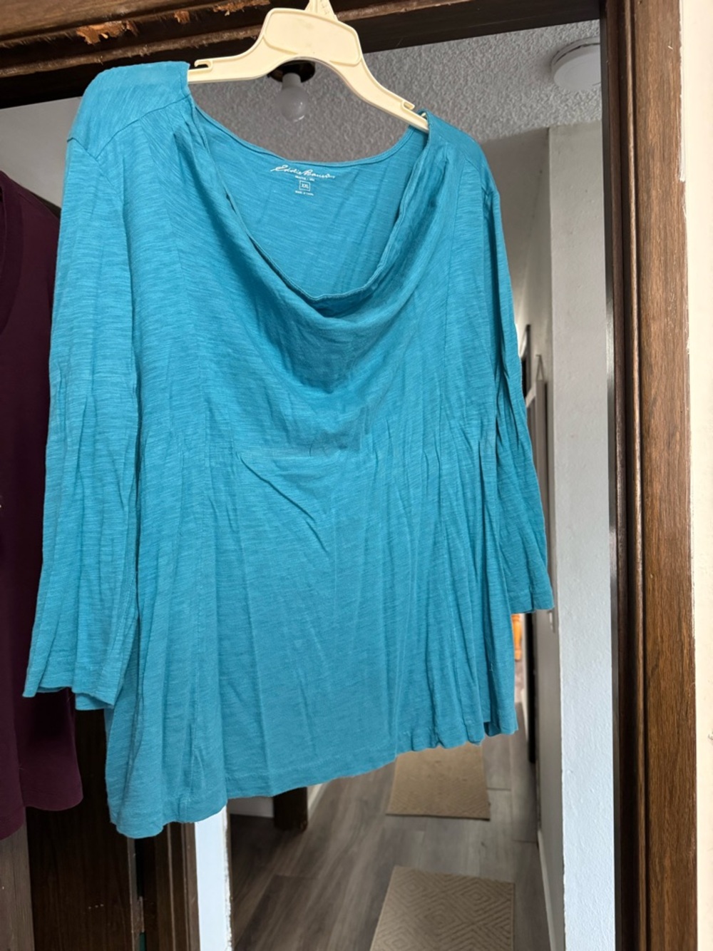 Beautiful soft cotton modal top with a draping neck and 3/4 sleeves
